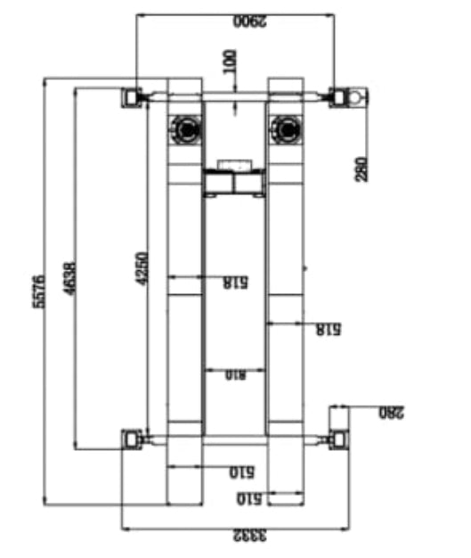 ELEVADOR DE CUATRO COLUMNAS 4 TON, 3D.