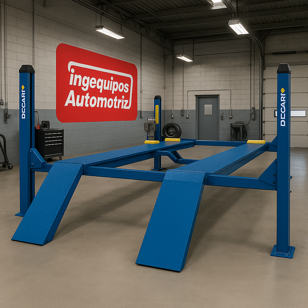 ELEVADOR DE CUATRO COLUMNAS 4 TON, 3D.